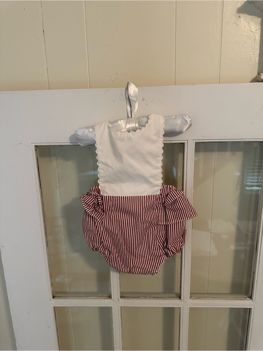 Edgehill Collection stripe sunsuit with scallop and details (newborn)